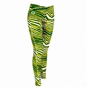NEW NFL tri-color women’s leggings. Zubaz for NFL. Green/gold & white.